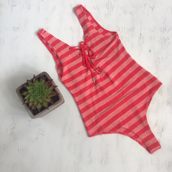 Tops - Coral Open Back Bodysuit